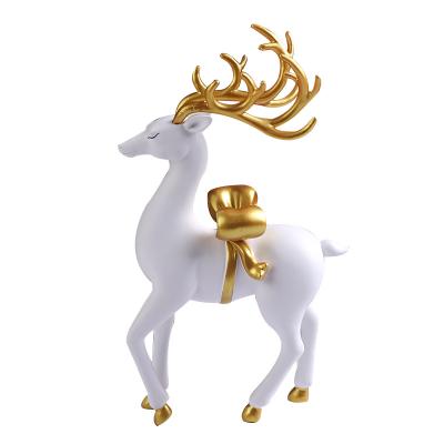 China China Top White Golden Deer Christmas Resin Crafts Gifts for sale