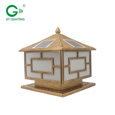 China Chinese Garden Fence Sensor Yard Post Base Pathway Waterproof Outdoor Solar Led Pillar Light for sale