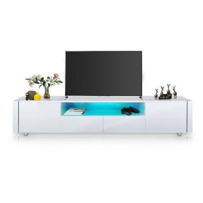 China Modern High Gloss 2 Doors 2 Drawer TV Stand In Living Room With Modern LED Strip TV Cabinet for sale