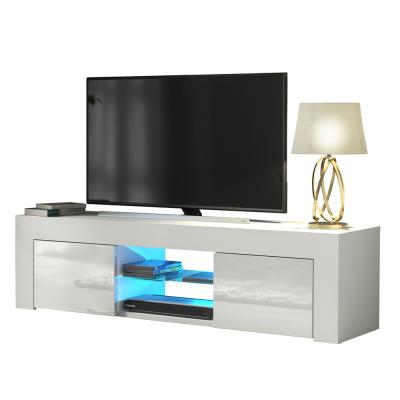 China Modern High Gloss TV Stand In Living Room With Modern LED Strip TV Cabinet for sale