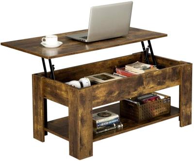 China Adjustable Rustic Wooden Living Room Furniture Lift Top (Height) Coffee Table With Hidden Compartment Storage Space for sale