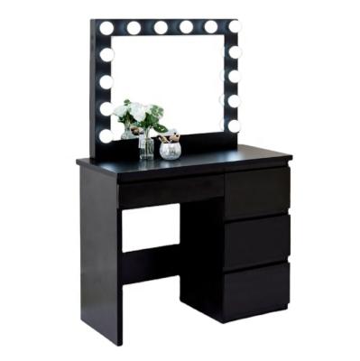 China (Other)Adjustable Home Living Black Dressing Table With Light,Makeup Sauce Lighted Table Top 14pcs Led Bulbs for sale