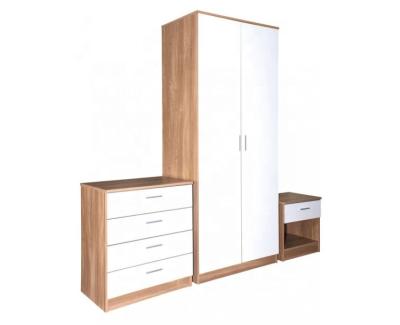 China (Other) 3 PIECE Adjustable Modern Mirrored White Bedroom Furniture Set - Wardrobe Drawer Chest Bedside for sale