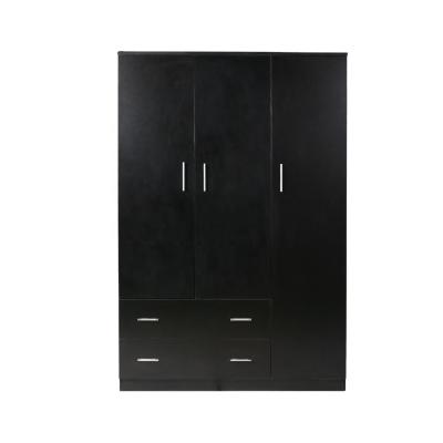 China (Others) Adjustable Modern Black Wooden Doors 2 Large 3 Drawer Wardrobe Closet for sale