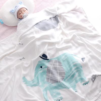 China Electric Baby Wrap Bamboo And Cotton Printed Design 2 Blanket Layers for sale