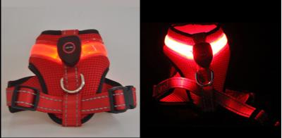 China Adjustable Soft Mesh Polyester Pet USB Rechargeable Led Dog Harness  Pet collar for sale