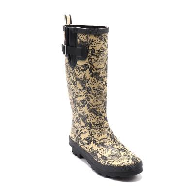 China Fashion Trend Rain Boots Knee Length Waterproof Custom Running Boots Printed High Quality Rain Shoes for sale