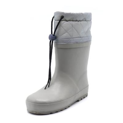 China Custom Made Winter Fashion Factory Trend High Grade Plush Rain Boots Thick Gray Rain Shoes Rubber Boots for sale