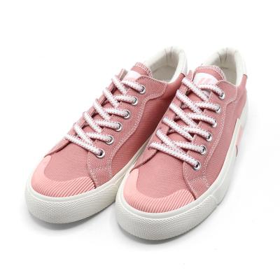 China Fashion Trend Pink Canvas Lace Up Shoes Woman Walking Shoes Soft Comfortable Flat Shoes For Women for sale