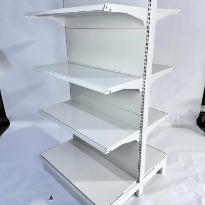 China Cheap Single / Double Side OEM Supermarket Four-Shelf Metal Food Steel Shelves Store Supermarket Display Rack for sale