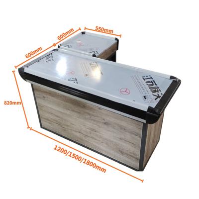 China Durable Customized Multifunction Stainless Steel Cashier Supermarket Luxury Checkout Counters for sale