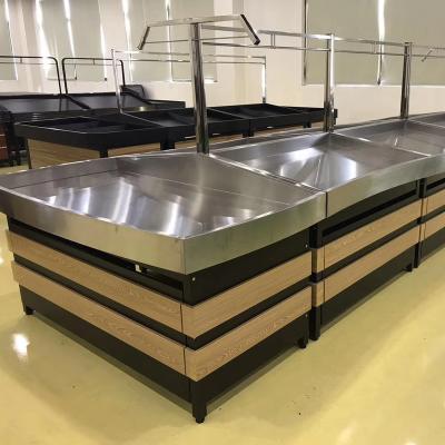 China Supplier Stainless Steel Supermarket Storage Shelves Fruit and Vegetable Display Rack Single/Double Side Rack for sale