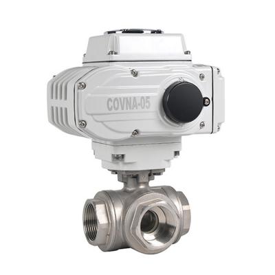 China COVNA 1/2 Inch 3 Way CF8M General METEC 12V 1000 Female Threaded Stainless Steel Electric Motorized Ball Valve for sale