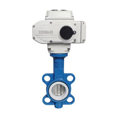 China General COVNA DN100 PN16 4 Inch 12 Volt PTFE Lined Wafer Type Electric Actuator Butterfly Valve Cast Iron Motorized Wafer Valve for sale