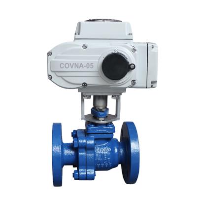 China General COVNA DN25 1 Inch 2 Way 12V DC PTFE Double Lined Flanged Stainless Steel Motorized Electric Ball Valve for sale