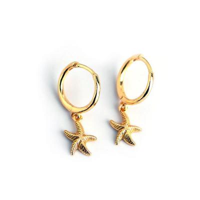 China BOHEMIA 925 sterling silver gold starfish earrings bohemian summer beach gold huggie circle earrings for women for sale