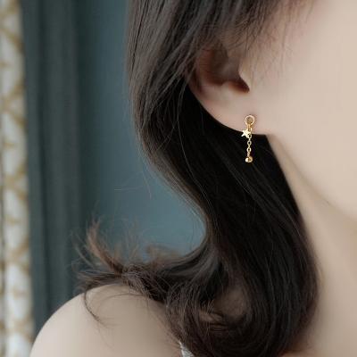 China FASHIONABLE Exquisite Elegant Star Tassel Round Ball Gold Plated Accessories Chandelier Earrings For Woman for sale