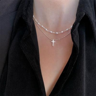 China Hiphop Instagram Style 925 Sterling Silver Cross Pendant Necklaces for sale