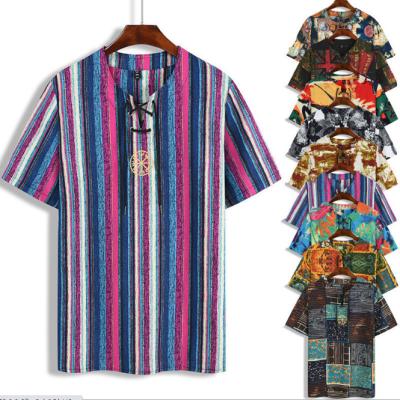 China New 2021 Summer QUICK DRY men's clothing African ethnic style buckle yard printed men's casual long sleeve shirt for sale