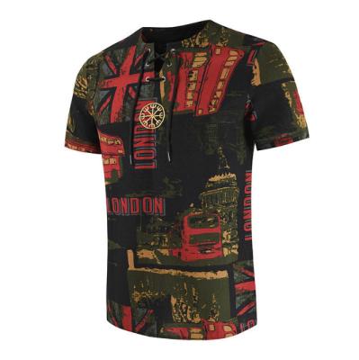 China 2021 summer QUICK DRY fashion african print wear top sports shaping short sleeve men wax fabric T-shirt for sale