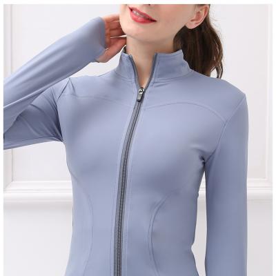 China Anti-Wrinkle Women's Slim Fit Long Sleeve Sportswear Top Coat Seamless Athletic Running Collar Quick Dry Yogawear for sale