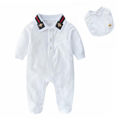 China hot sale baby boy skin-friendly girls clothes newborn infant soft one piece jumpsuit +baby bibs cotton rompers for sale