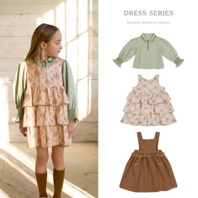 China 2021 Hot Selling Korean Floral Holiday Children's Breathable Princess Dresses Skirt With Shirt for sale