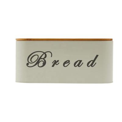 China Freshness Preservation Farmhouse Bread Box Bread Storage Box White Metal Bread Box for sale