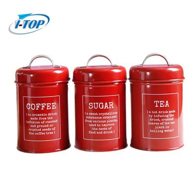 China Freshness Preservation Metal Canisters Set Food Bin/Box/Dry Container/Home Kitchen Gift Cookie Tea Coffee Sugar Storage Set for sale