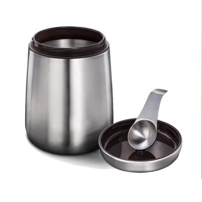 China Airtight Freshness Preservation Coffee Bean Storage Stainless Steel Coffee Canister Including Teaspoon for sale