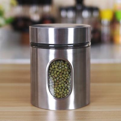 China Steamable Kitchen Storage Glass Jar For Countertop With Air Tight Lid Stainless Steel Canister for sale