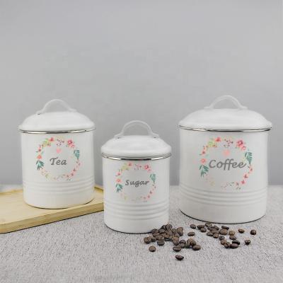 China Freshness Preservation Coffee/Sugar/Tea Canisters Metal Kitchen Storage Bucket Jar for sale