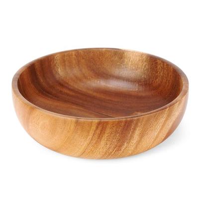 China Salad bowl serving boat style made of sustainable high quality Japanese acacia wood for sale