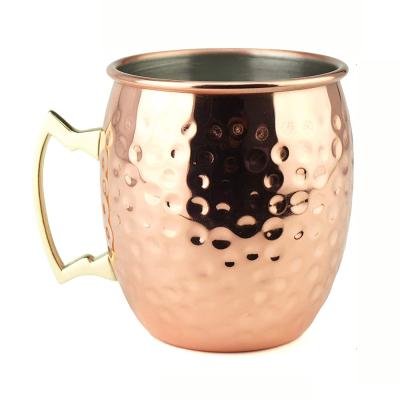 China Factory Stocked Wholesale 4 Pieces 16oz Set Stainless Steel Moscow Mule Copper Cup With Cocktail Straws for sale