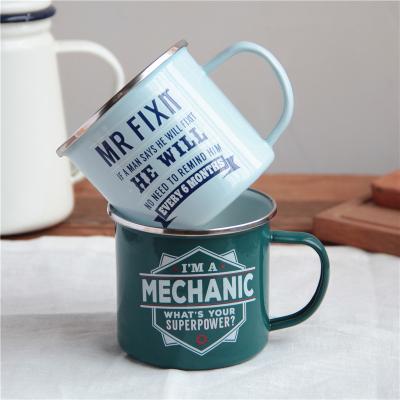 China Wholesale Disposable Colorful Custom Logo Metal Enamel Camping Mug for sale