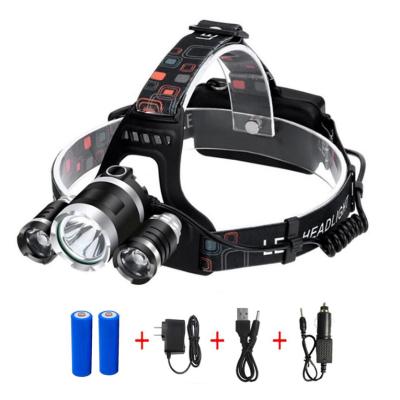 China ABS 3 LED Head Light Flashlight Camping Rechargeable Headlight 4 Modes Waterproof Headlight for sale