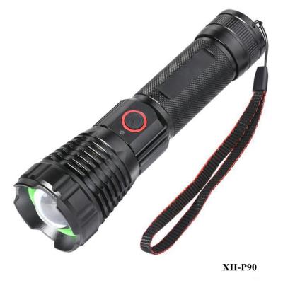 China Type C Highest Rated 4000Lm Rechargeable Tactical Flashlight P90 Led Type C Zoom Powerbank Lanterna Explosion Proof XHP90 for sale