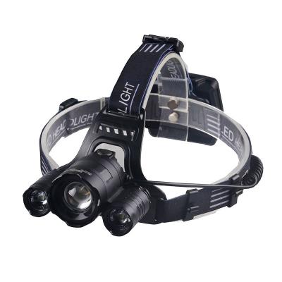 China Waterproof Adjustable Camping Headlamp Flashlight LED Flashlight 3LED Zoom Head Torch With 4XAA Battery for sale