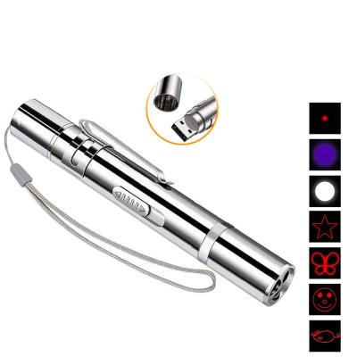 China Industrial Bottom Multifunctional 7 in 1 Cat Toy Medical LED Laser Penlight Pen Torch USB Rechargeable Flashlight for sale