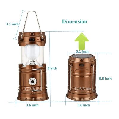 China Garden ABS 6 SMD LED Rechargeable Solar Lantern Buzz Camping Lamp 18650 Solar Lithiun Ion for sale