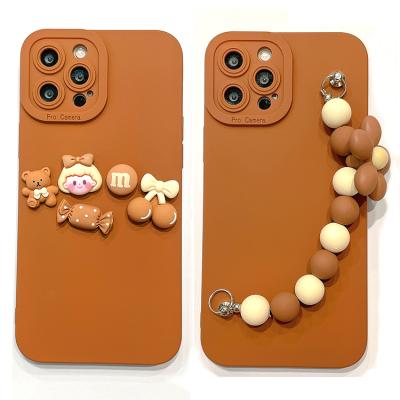 China Cute 3D Anti-fall Accessories TPU Silica Cover Phone Cases For iPhone 13 12 For HUAWEI Mate40 HONOR With Strap for sale