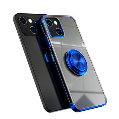 China New Anti-drop Phone Case With Ring Holder Plating Clear Phone Case For iPhone 13/13Pro Max/12/8/Samsung/HUAWEI/Sony for sale