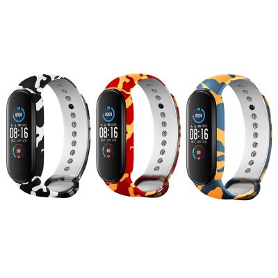 China TPU Camouflage Wristband Watch Band TPU Printed Sport Watch Straps For Xiaomi Band 6 5 MI 4 3 for sale