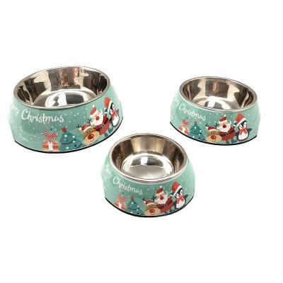 China Sustainable Melamine Dog Food Bombs Holly Dog Christmas Happy Canine for sale