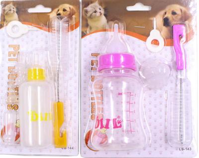 China 100% Eco-friendly Hot Sale 60ml Suitable Forms For Hand Grip On Pet Care Bottle Puppy Milk Feeder With Replace Nipples And Brush for sale