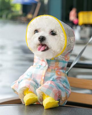 China Viable hot sale small and medium dog raincoat all-in-one quadruped fashion checked reflective brand dog raincoat for sale