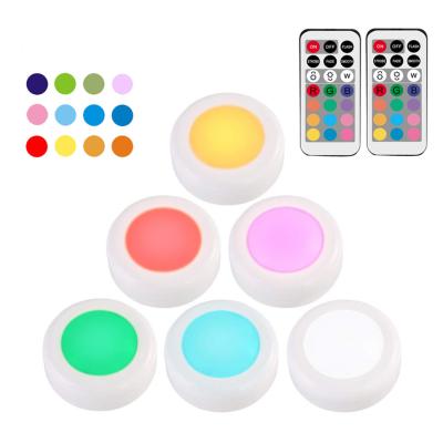 China Energy Saving LED Cupboard Lighting 6 Pcs RGBWW Puck Light Colorful Party Atmosphere Battery Operated Light For Indoor With Outdoor for sale