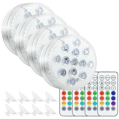 China Residential Submersible LED Lights RGB 13 LEDs with Magnet (RF) Full Suction Cups Remote Control Waterproof IP 68 Pool Lights (4 Packs) for sale