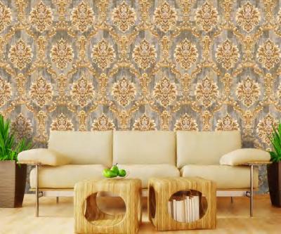 China Waterproof+ECO-Friendly Factory Wholesale New Design Luxury Home PVC 3D Flower Damask Wallpaper for sale