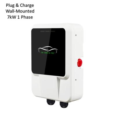 China Wallbox 7kW Home Charging Station Simple Plug and Charge Without LCD Screen with 5m Cable for sale